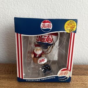 NOS VTG Pepsi Cola Christmas Ornament - Santa Riding in Hot Air Balloon New